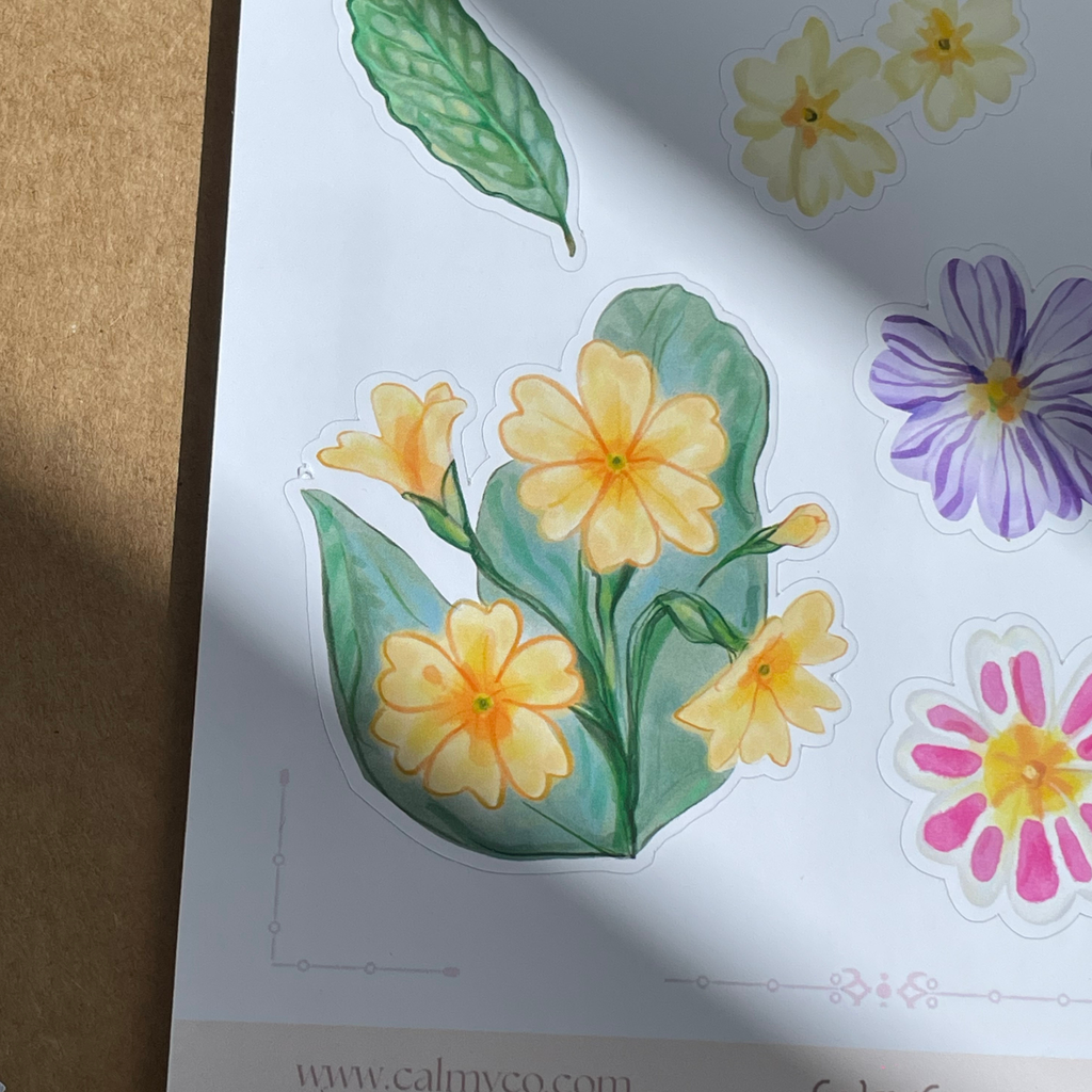 Primrose Sticker Sheet — Wildflower Collection